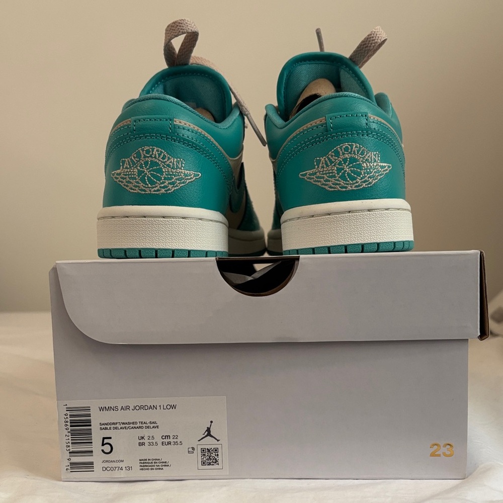 New WMNS AIR JORDAN Teal and Sanddrift Sneakers - Picture 2 of 11